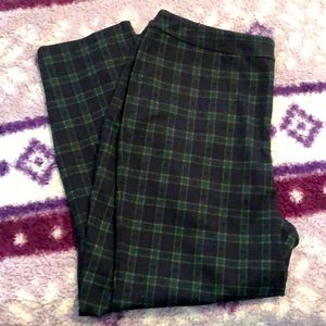 Joan Rivers plaid black and green slacks